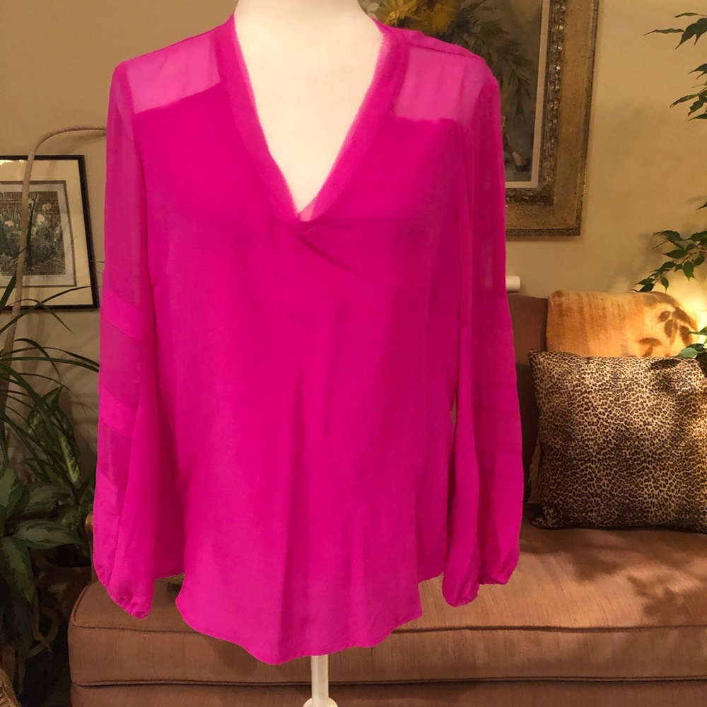 Nanette Lepore Large Pink Silk Boho Feminine Top